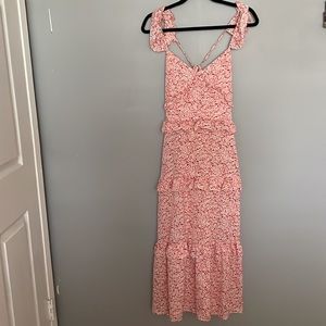 Pink flower ruffles dress